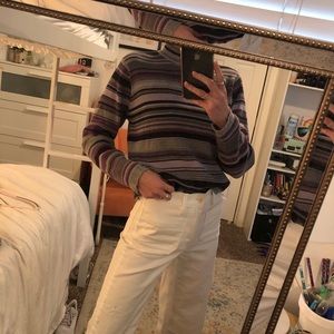 Purple stripped trendy turtle neck